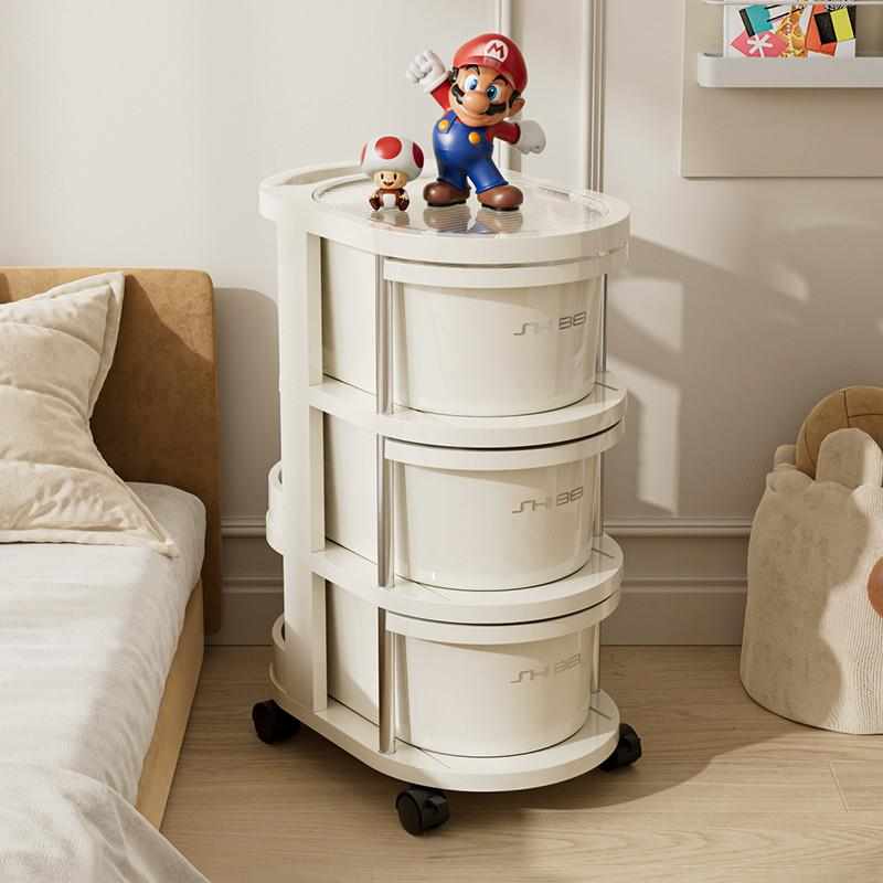 客厅跑道圆小推车可叠加多层收纳篮家用可移动抽屉式置物篮
