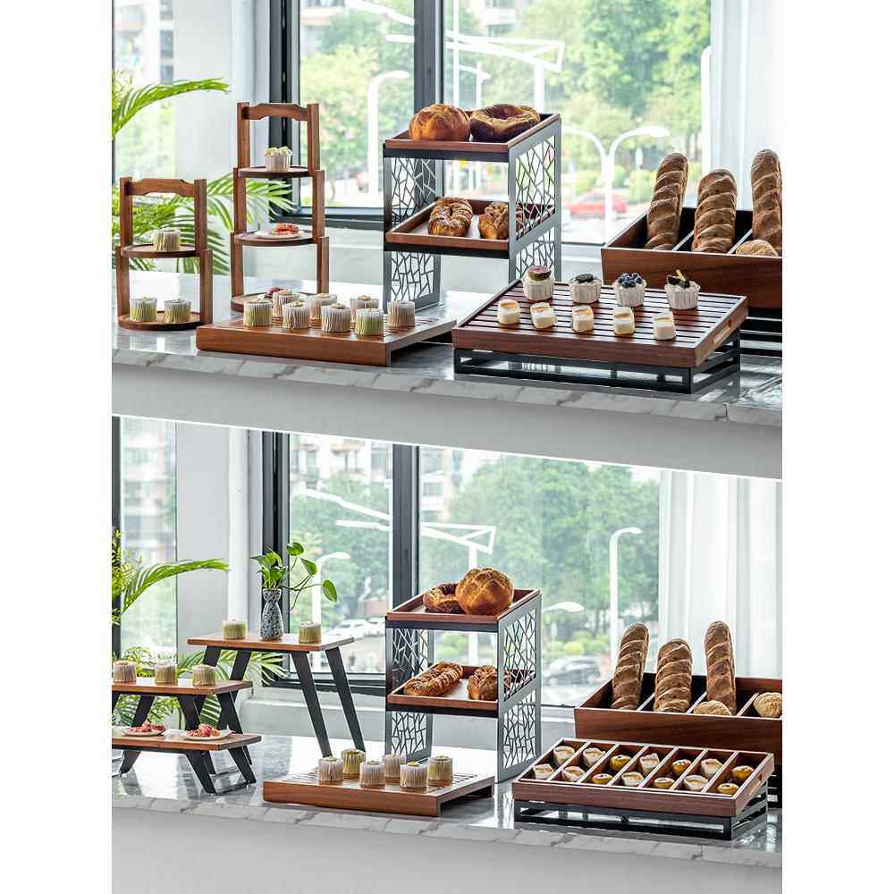 甜品桌展示架木制自助餐点心架蛋糕盘面包架组合茶具桌中国风