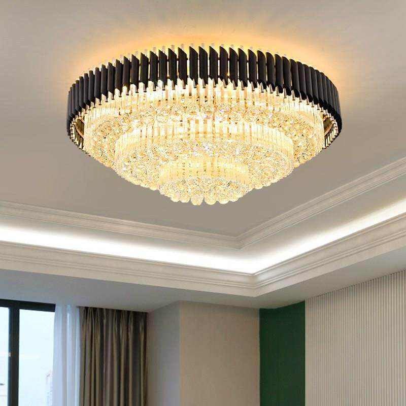 客厅灯吸顶灯轻奢水晶灯简约现代大气圆形卧室餐厅灯广东中山灯具