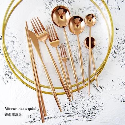 Luxury Rose Gold Cutlery Stainless Steel Dining Utensils