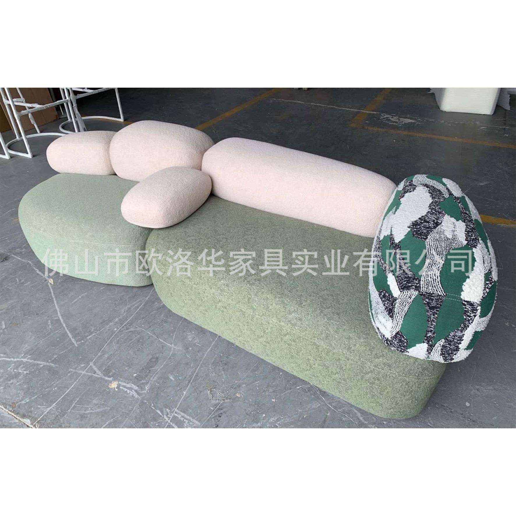 意式极简鹅卵石平躺沙发轻奢奶油风创意客厅接待区软靠沙发组合