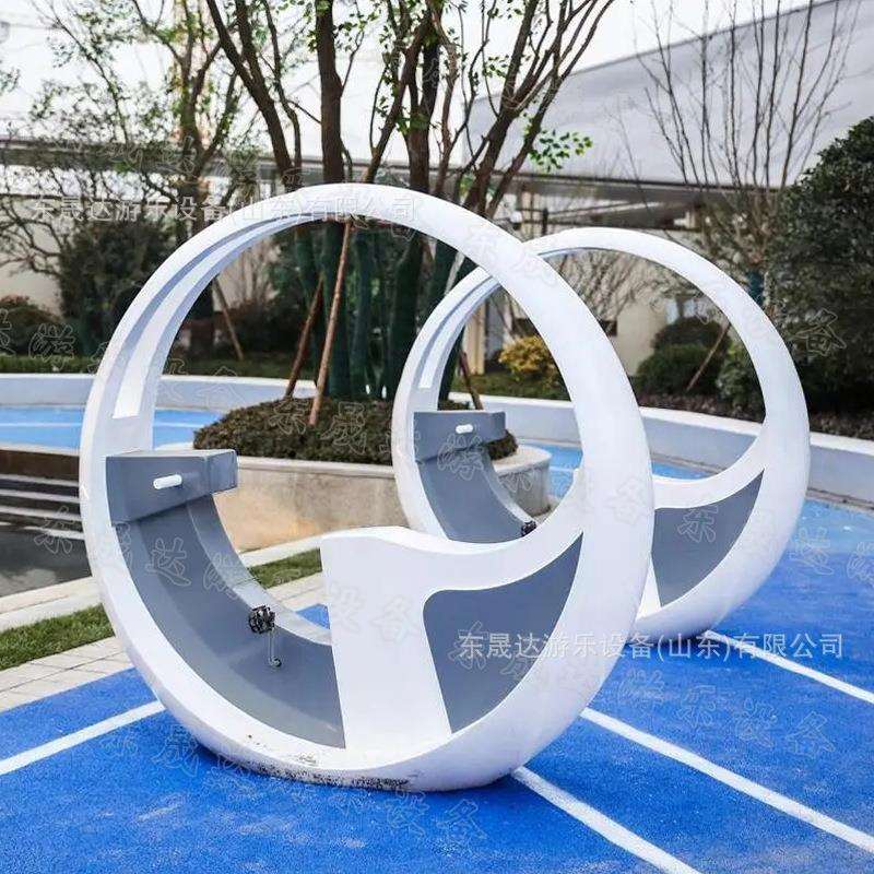 无动力发光喷泉单车 文旅公园广场亲子互动手摇脚踏喷泉游乐装置