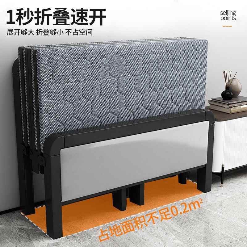 厂家出租屋携叠软佐致(收包折床四折行军床家用木板床耐用便可睡