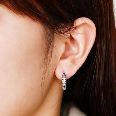 Fashion silver color Round Mini Earrings Set Half Hoop Color