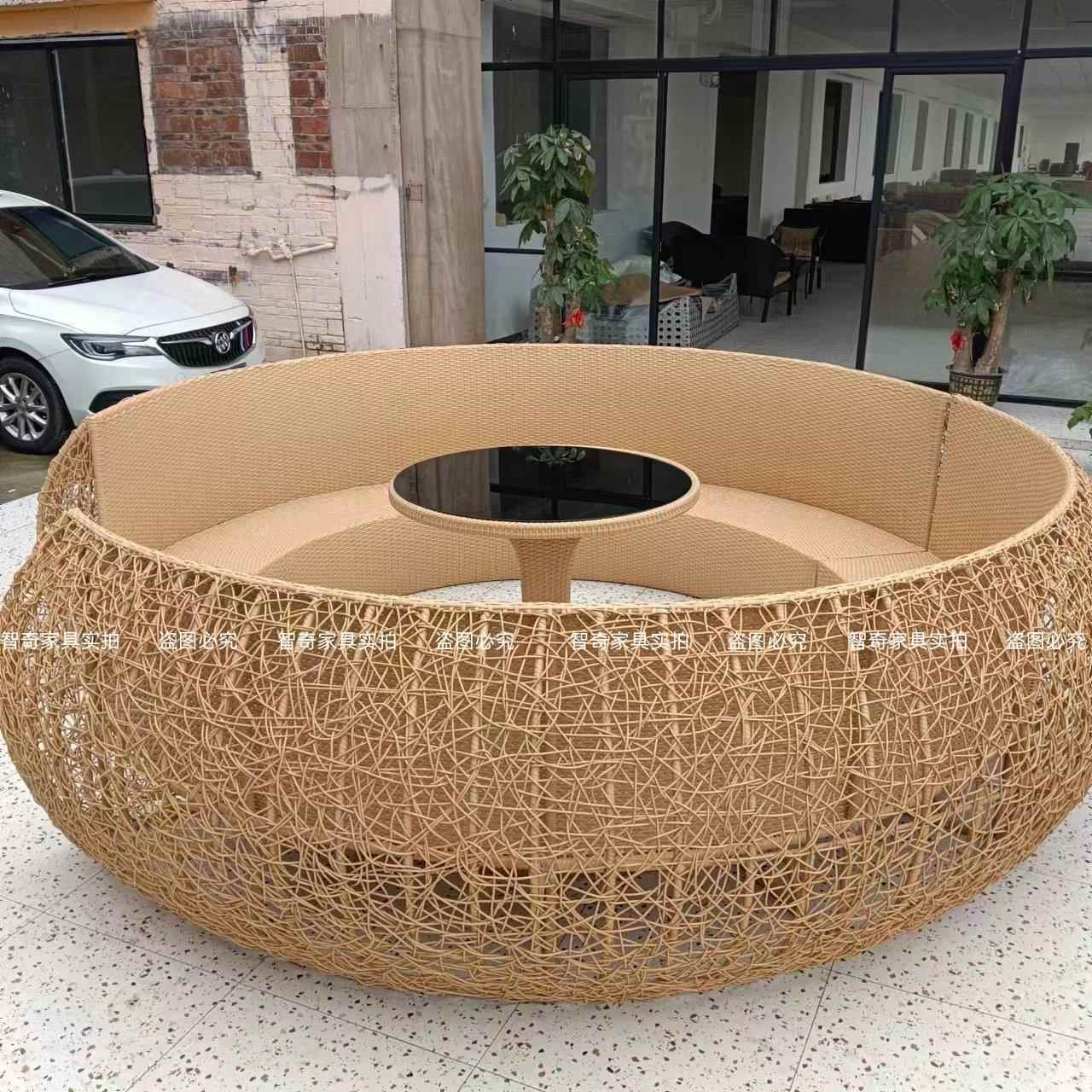 24060801户红外网鸟打巢卡座藤编沙发树鸟上窝造型卡餐厅景区民宿