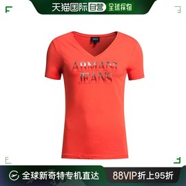 香港直邮armanijeans阿玛尼牛仔，橙色棉氨纶女装，夏季上衣纯色vt