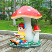 户外园林仿真蘑菇雕塑绿化带大型玻璃纤维植物绿草坪庭院摆件幼儿