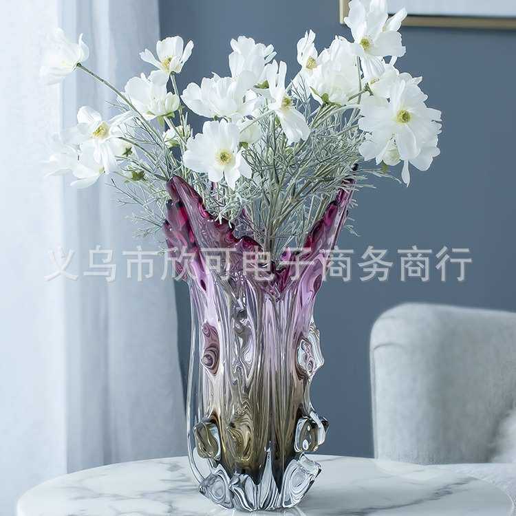 现代简约琉璃紫色花瓶摆件客厅插花轻奢北欧风餐桌玄关高级感花器,家居饰品,花瓶,淘宝优惠券,粉丝福利购,淘宝优惠卷