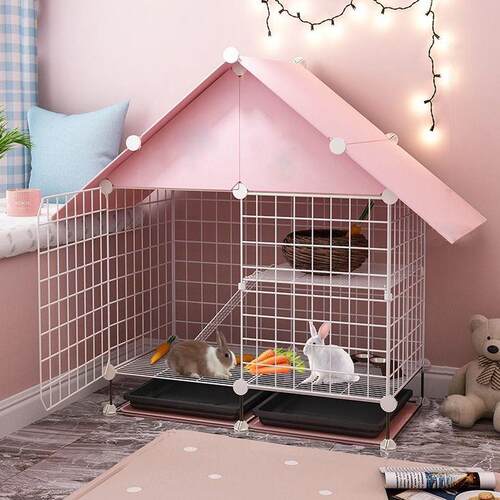 兔子笼家用大号室内养兔托盘荷兰猪豚鼠笼宠物兔窝兔笼双层防越狱
