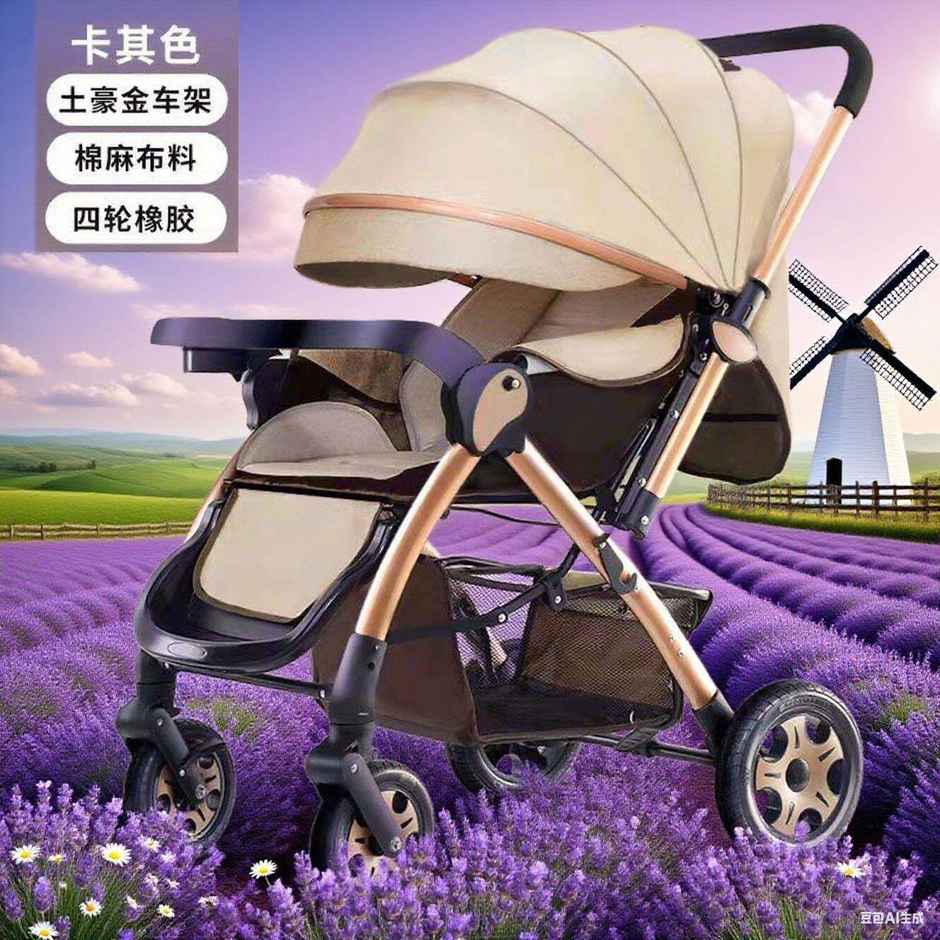 高景观婴儿推车可坐可躺轻便折叠宝宝伞车四轮避震婴儿车大轮童车