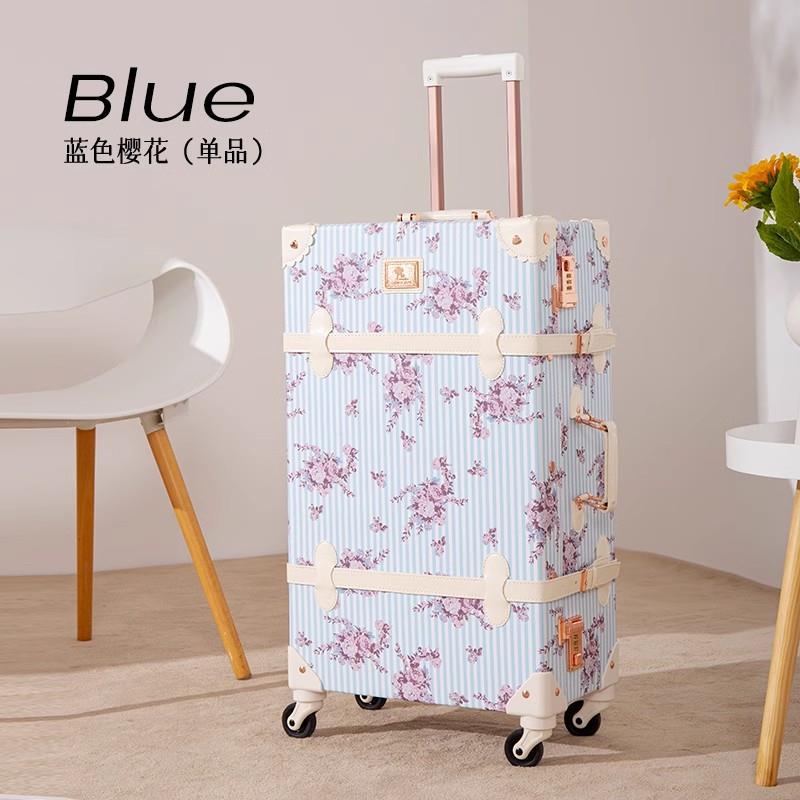 高档un旅iwlker覆古行箱0女拉杆箱万向轮碎花行李箱登机箱a2寸皮