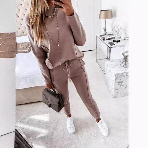 Hoodie high neck long sleeved pocket pants for two