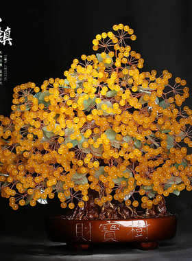 天然紫黄粉水晶家居客厅电视柜店铺公司开业乔迁招财树礼饰品摆件