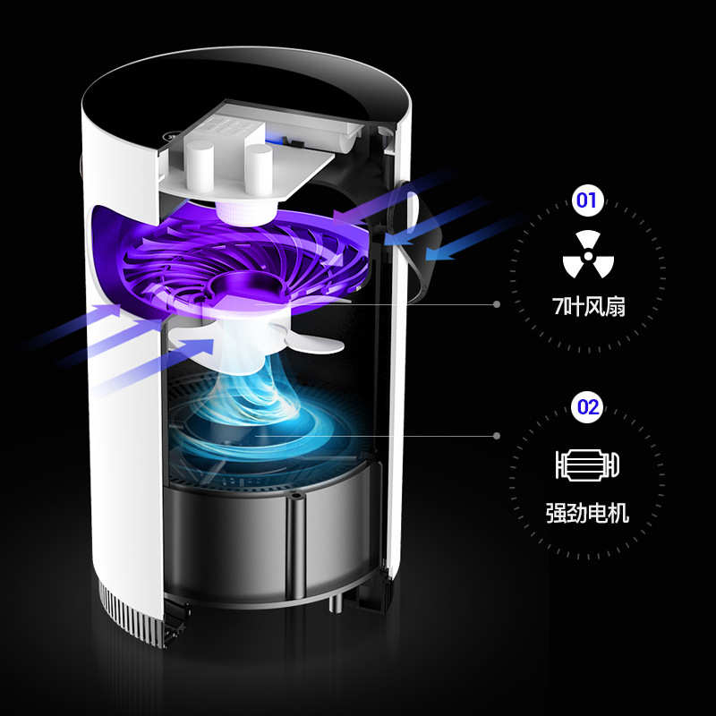 2020新款灭蚊灯充电家用室内智能光触媒led吸入式诱虫驱蚊灭蚊器