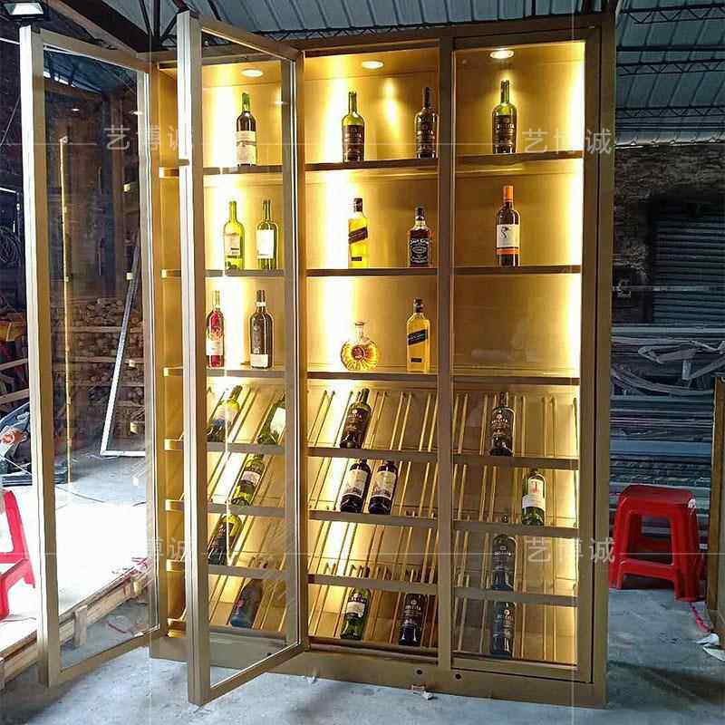 计酒柜酒庄不锈钢高端设酒斜51164红属酒展示柜放金红酒架博古架