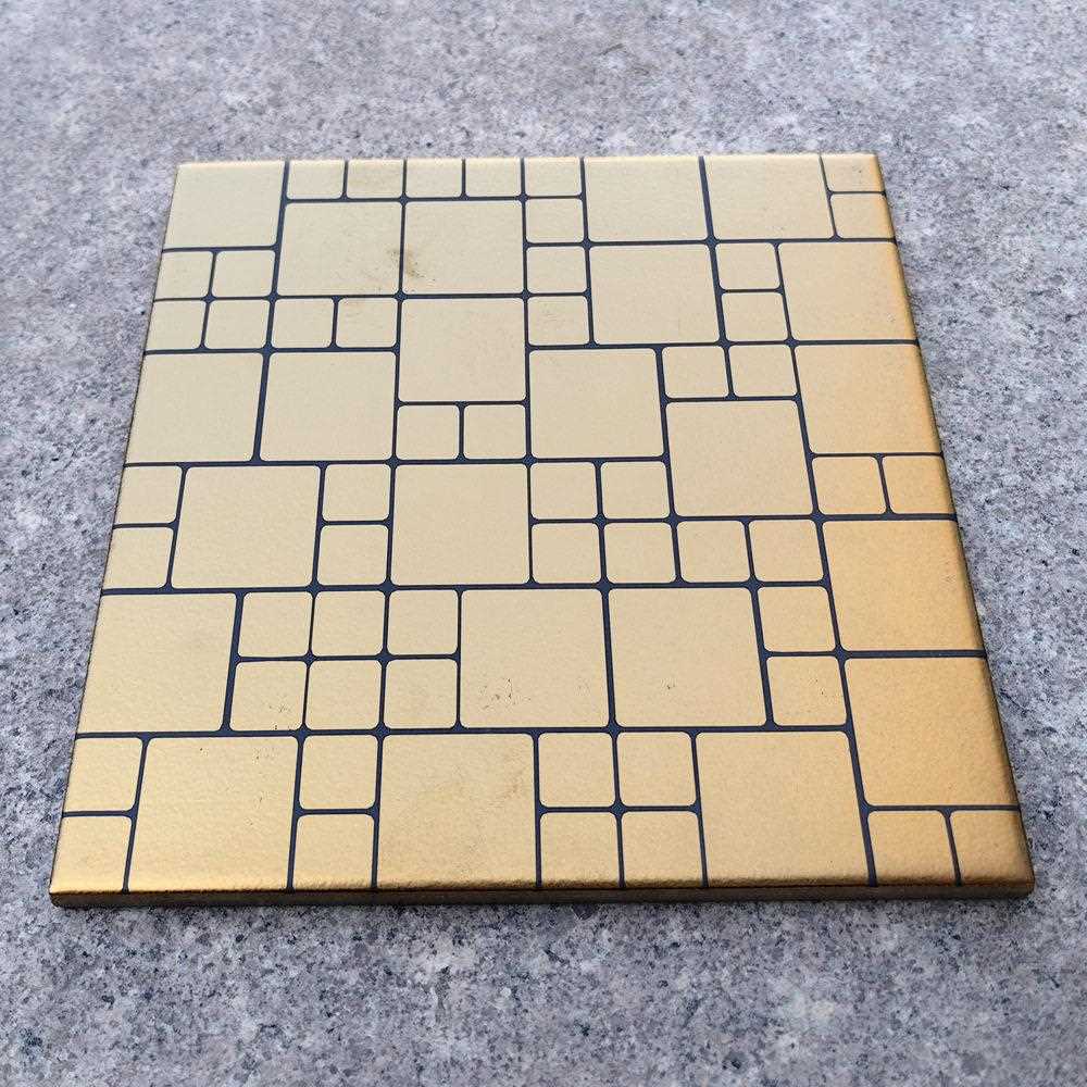 新款直销K金个性轻奢风格金砖电视背景墙玄关时尚鎏金砖200X200
