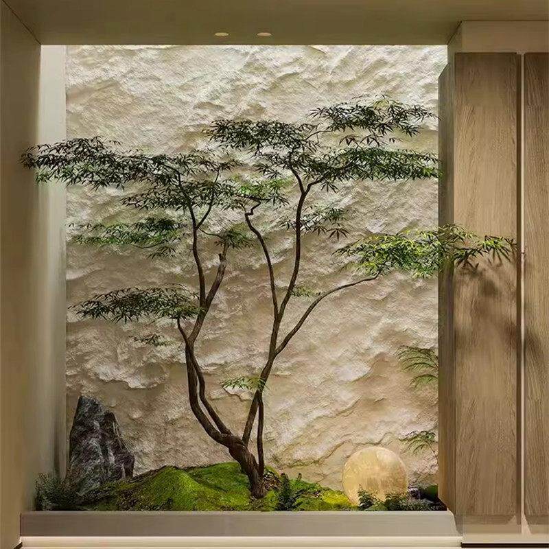 彷真观假植枫树绿鸡茶爪槭景造景橱窗商场54456室植物装饰摆饰组