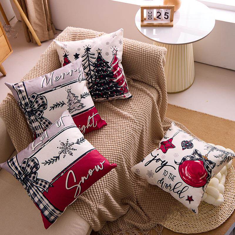 2026年新款跨镜圣诞抱枕套床头靠垫沙发靠枕床上头背睡觉不含芯亚