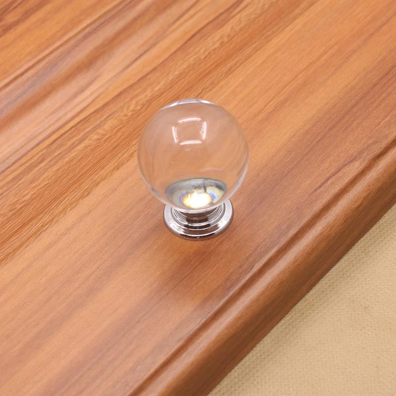 水晶拉手孔抽屉橱柜酒柜衣柜门k9透明玻璃30mm球形家具柜子把手
