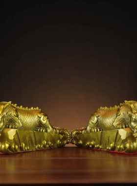 黄铜蚣蝮吸水兽铜摆件家居玄关客厅摆放避水神兽龙生九子 避水兽