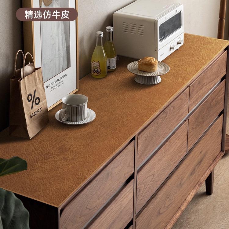 厂复古牛皮餐柜桌垫免轻奢高级电视机柜垫家防水NB-桌垫边防油洗图片