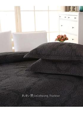 V3FP深灰色绗缝床盖三件套缝衍被纯色柔软可水洗空调被秋冬床单多