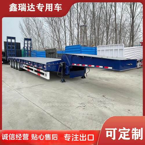 生产短型钩机板半挂车 弹簧爬梯拖板车运输挖掘机 低平板半挂车