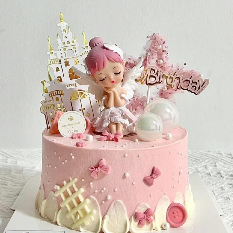 网红芭天使翅膀贝拉公主生日蛋糕饰蕾女小仙女儿装水德名雪童公仔