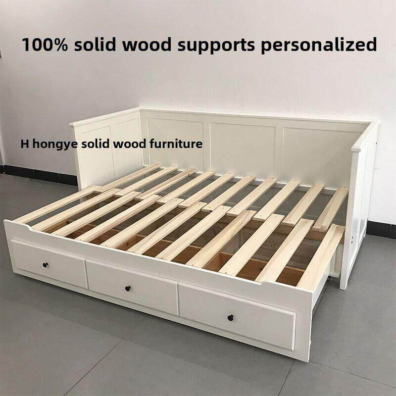 全实木坐卧简易拉出式伸缩式储物双层折叠滑动汉西斯多功能沙发床