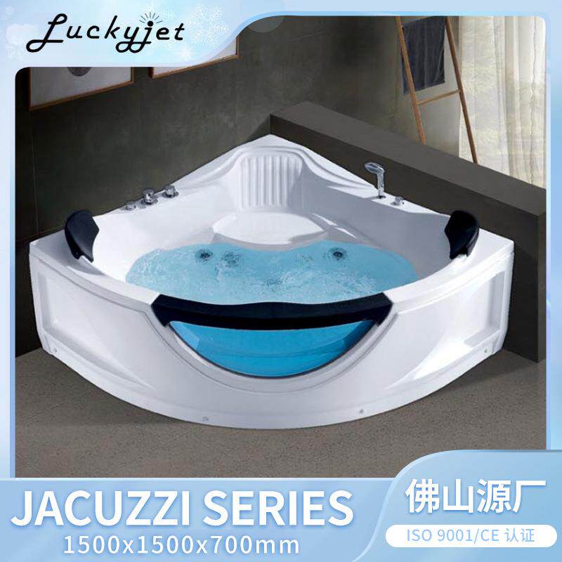 jacuzzi亚克力家用三角形加热冲浪按摩双人弧形玻璃酒店浴缸佛山