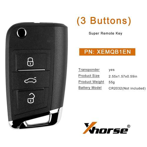 XHORSEXEMQB1ENSuperRemoteKeyMQBStyle3Buttons