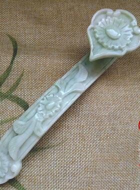 白玉天然蓝田玉如意摆件客厅办公室摆设手把件吉祥如意摆件玉摆饰