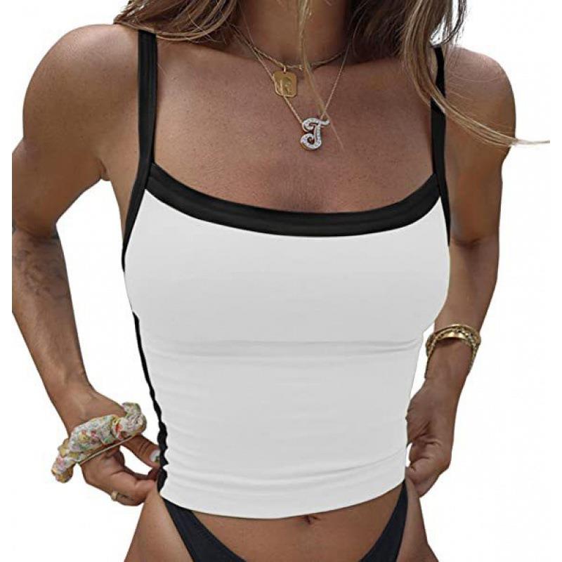 backless cami casual summer patchwork sexy tops crop
