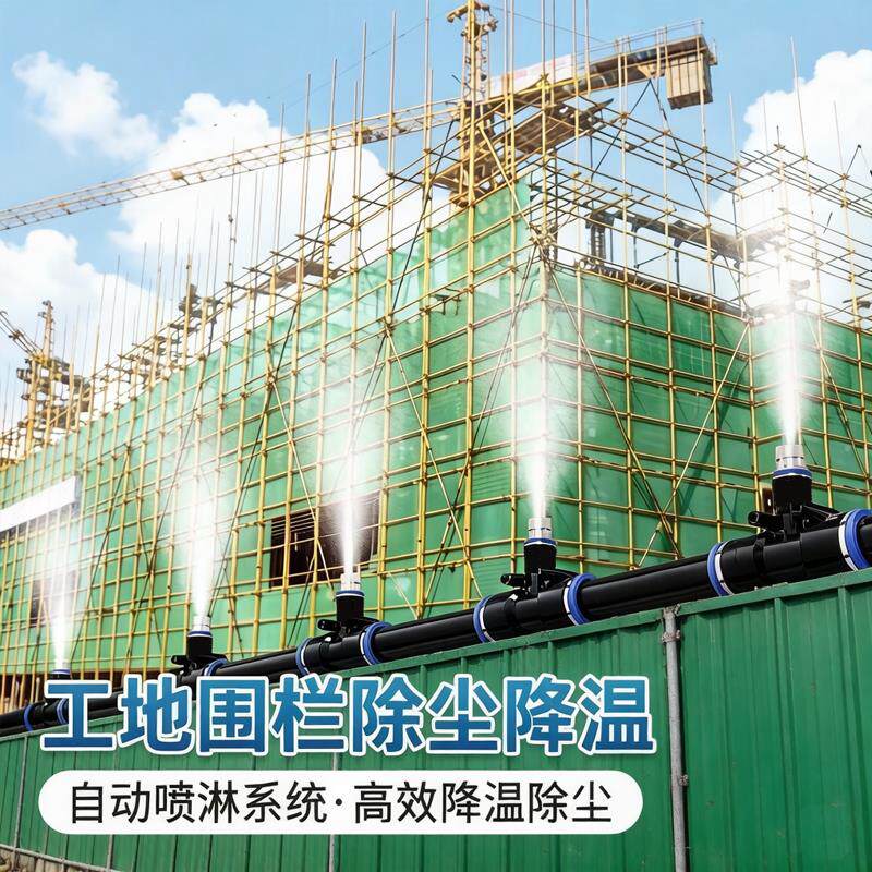 工地厂房围挡屋顶定时雾化降温除尘降尘阳台花园浇花喷淋灌溉系统