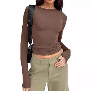shirts color autumn slim stretch streetwear tunic long tops