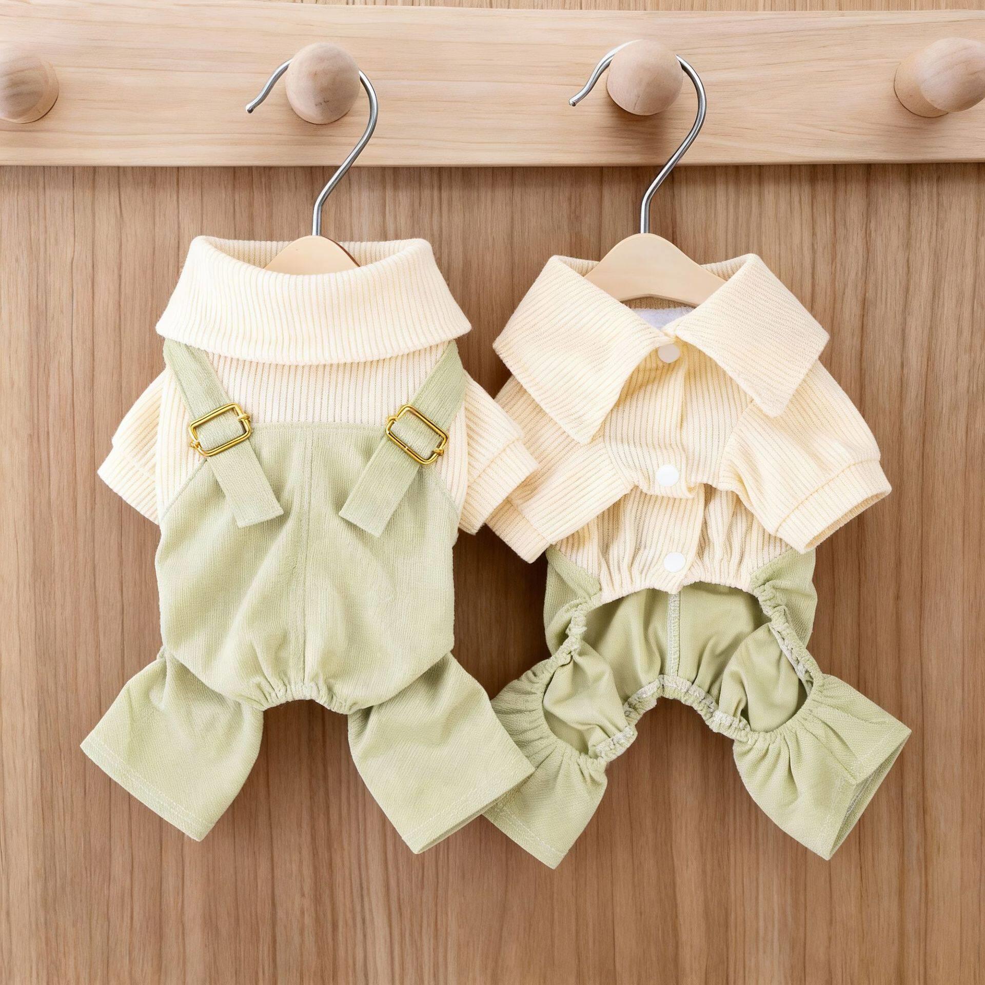 宠物比熊狗狗衣服春秋小型犬牵引绳雪纳瑞四脚幼犬博美泰迪背带裤
