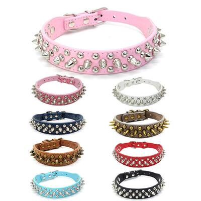 Mushroom Studded Dog Cat Puppy Collar Neck For 7-18 Pink Re