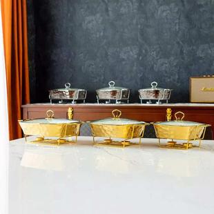 casserole金色石头纹烤盘长方形陶瓷烤盘加热干汤锅bake ware