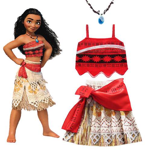 Girls Moana Cosplay Costume for Kids Vaiana Princess Dress