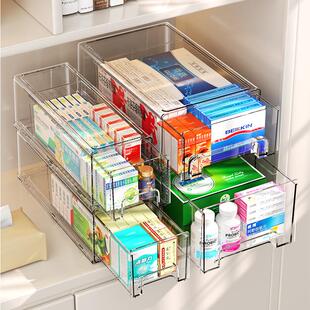 透明药箱药物收纳盒抽屉式药品收纳柜家用置物架医药箱多层家庭装