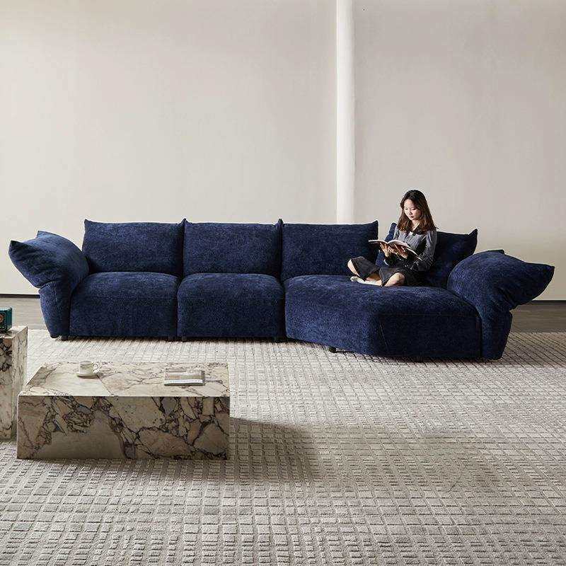 网红花瓣沙发意式客厅转角沙发异形大平层简约布艺雪尼尔沙发组合