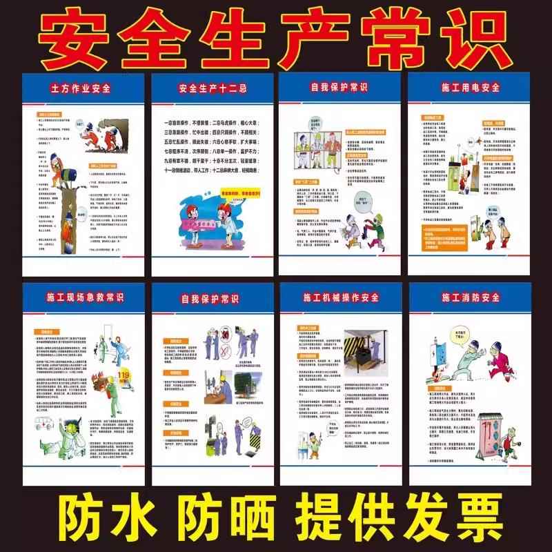 安全生产宣传漫画挂图海报建筑工地施工现场规章制度消防工厂车间