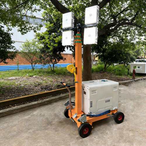 LED移动式照明灯塔6米手摇升降推车式灯车light tower HMF955-S