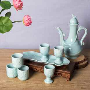 陶瓷家用上供酒壶茶壶套组拜神酒杯茶杯佛堂供佛奉供财神摆件用品