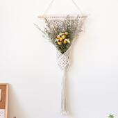 干花墙面装 饰北欧风ins壁饰民宿卧室客厅布置手工编织花篮挂毯