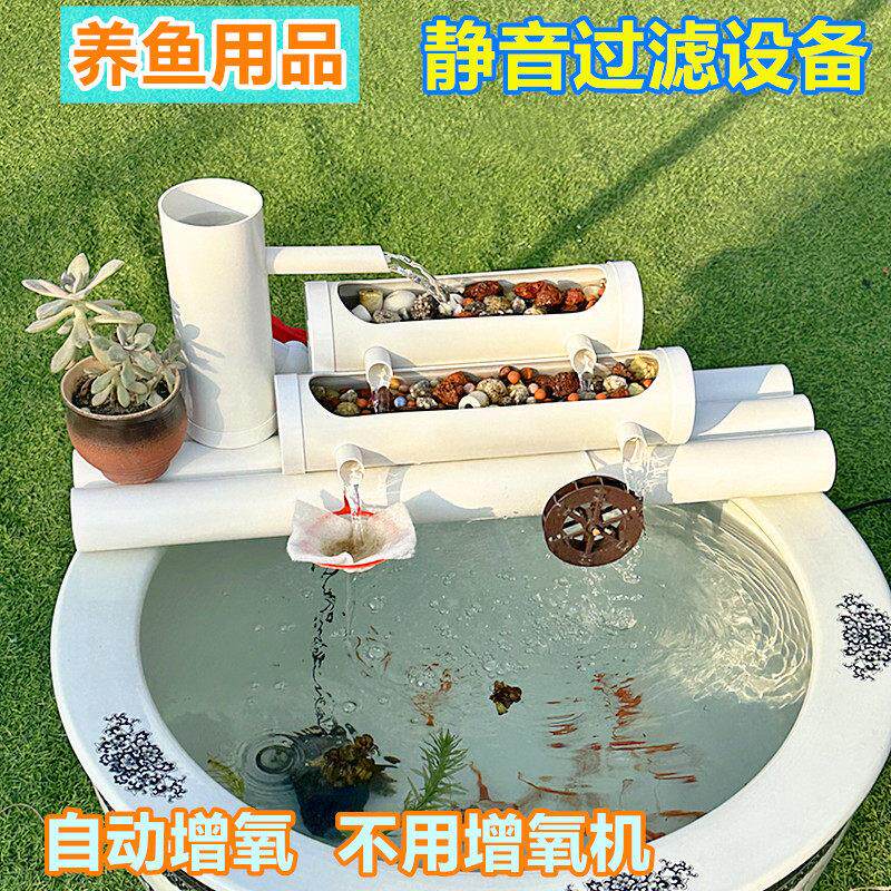 圆缸过滤器鱼缸喷泉水循环增氧系统免换水多合一造景养鱼净水设备