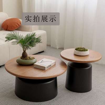 奶油风公寓茶几客厅家用小户型简约网红铁艺圆形马提尼民宿茶几