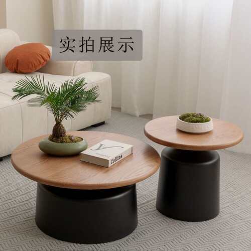 奶油风公寓茶几客厅家用小户型简约网红铁艺圆形马提尼民宿茶几