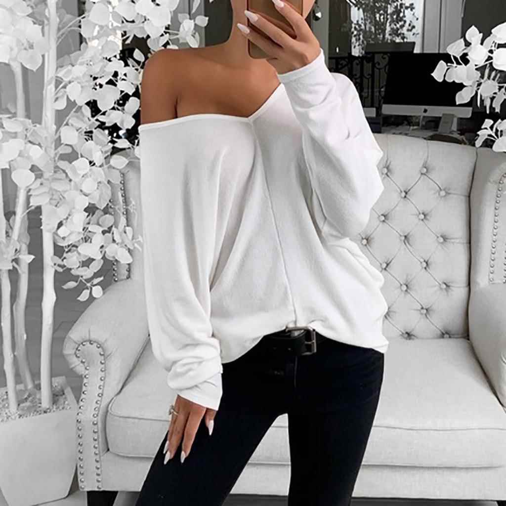 Personality Simple Large V-neck Drop Shoulder Sleeve Loose