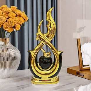 工厂欧式直销创意电镀陶瓷玄光花瓶工艺品样板房酒店摆件